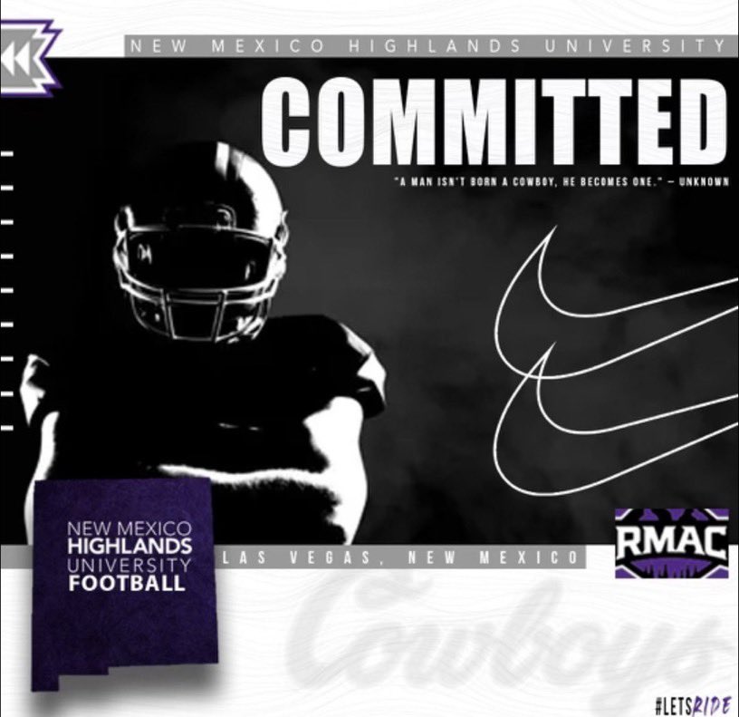 I will give all Glory to Jesus and I am extremely blessed to say I have committed to <a href="/MNHUFootball/">New Mexico Highlands Football</a>‼️ I am extremely excited for the next level and really to work!🟣🐴🏈 @NMHUcoachrhud <a href="/PrepRedzoneNM/">Prep Redzone New Mexico</a>
