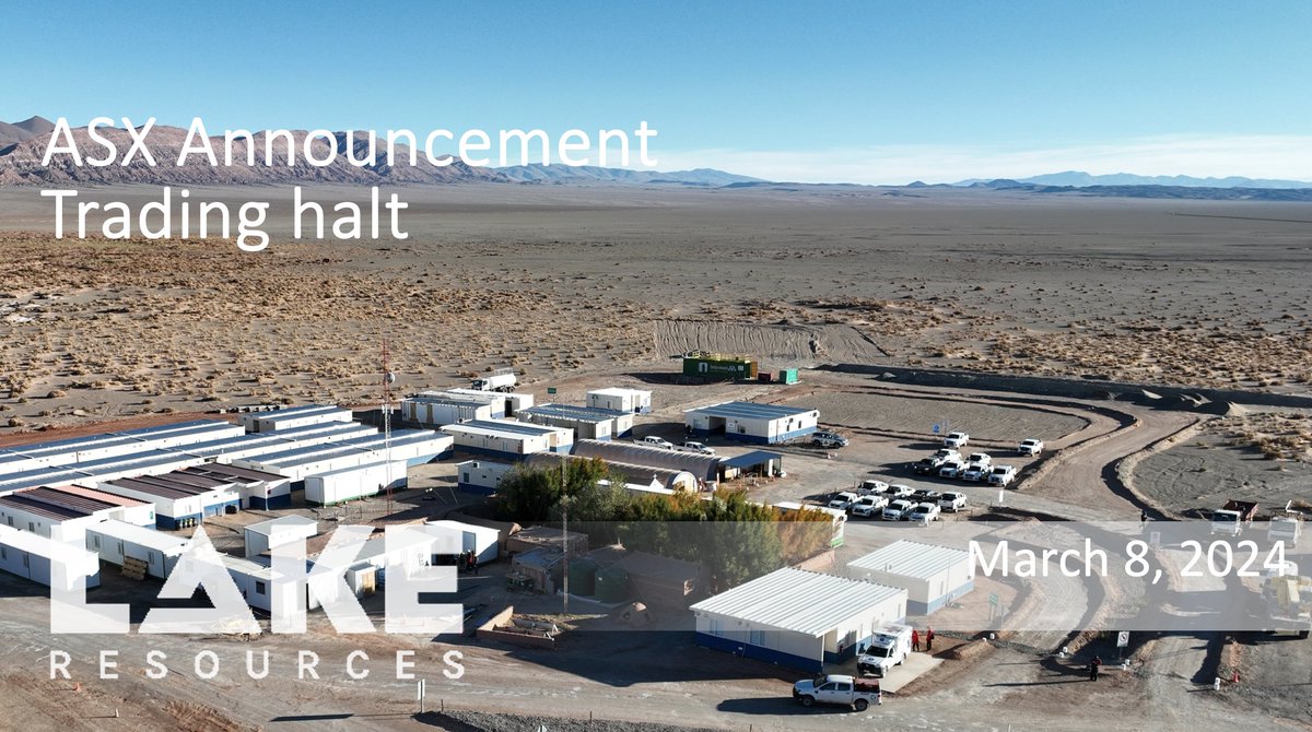 #ASX announcement: Trading halt - trading in $LKE securities has been halted pending an announcement in relation to a potential capital raising lakeresources.com.au/wp-content/upl… $LLKKF