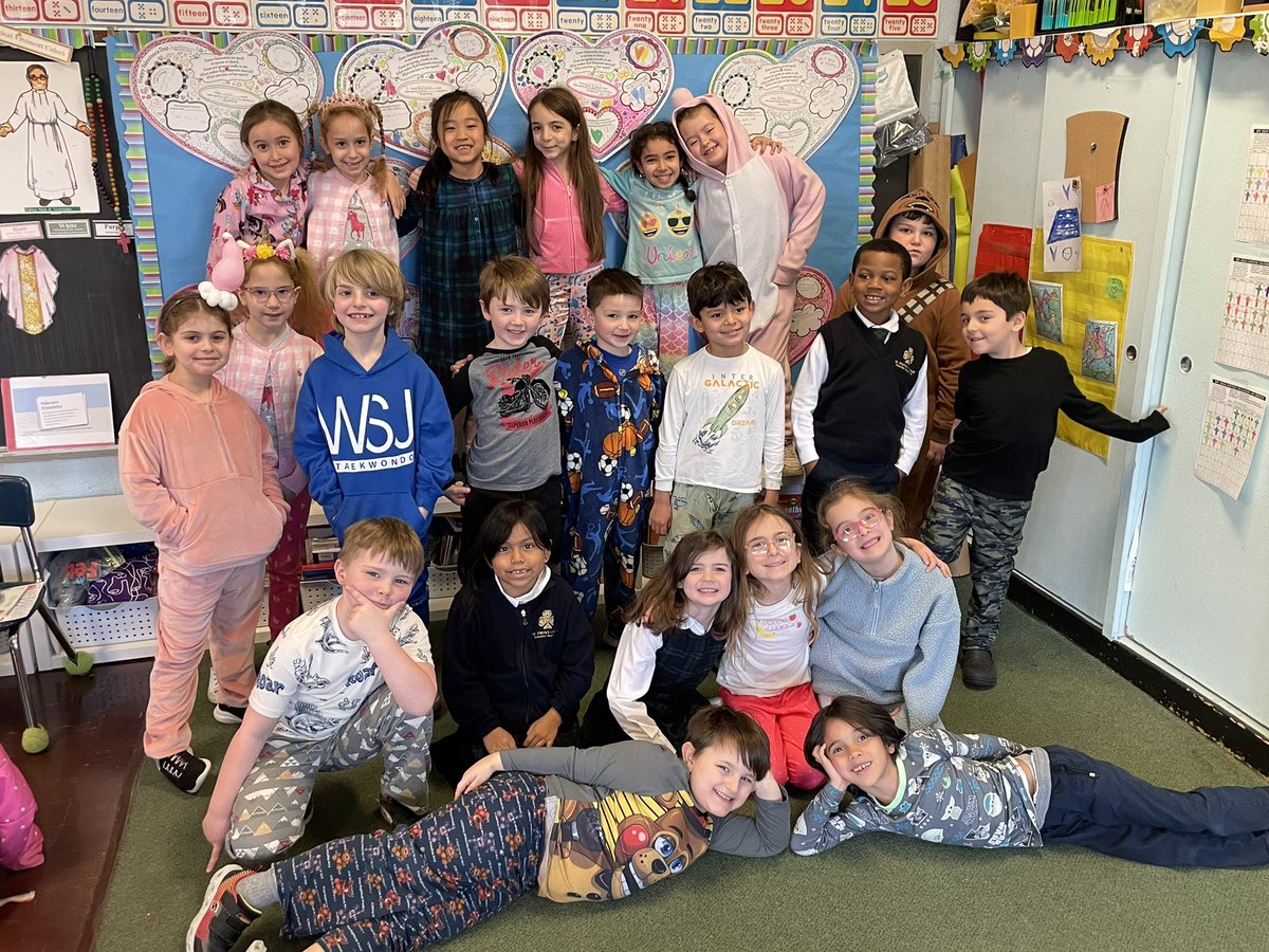 StPatsYorktown's tweet photo. To celebrate meeting our 2024-2025 enrollment goal (for March), students enjoyed a Pajama Day and HW-Pass. #StPatsPride #Growth #Community #Culture https://t.co/Crgs1qDjEM