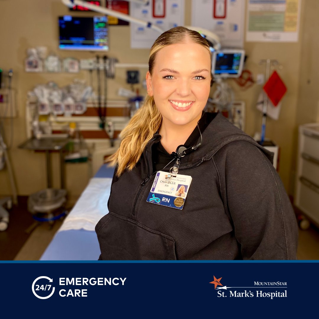 ER Spotlight! Meet Chandler, RN – she works in our ER and has been with St. Mark’s Hospital for three years!

“I like that we’re a community hospital and that we get to care for people in our neighborhood." 

Find an ER near you: bit.ly/3ItyiaD.