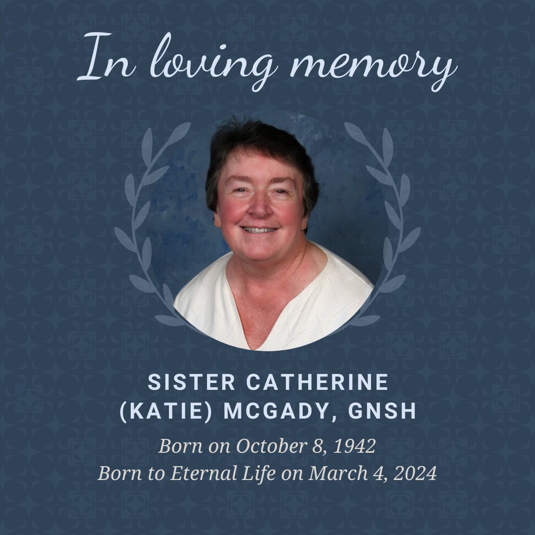 Please join us in celebrating the life of Sr. Catherine McGady, GNSH as we mourn her death, and send her home to God's loving embrace. Sister's funeral will be held on Saturday, March 16, 2024. Your prayers are a comfort to us. greynun.org/2024/03/sister…