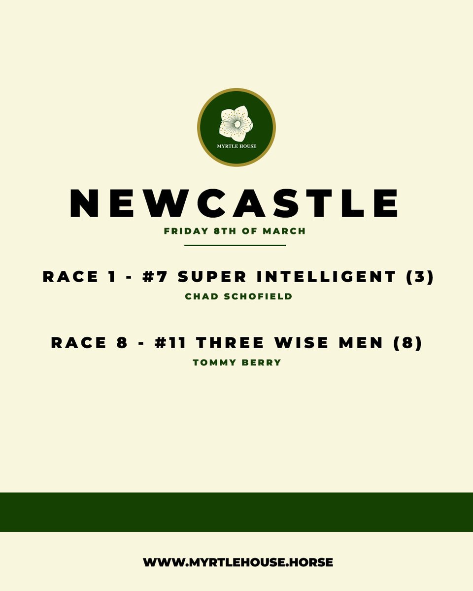Two runners today to get the stable started on what will be a big weekend of racing!