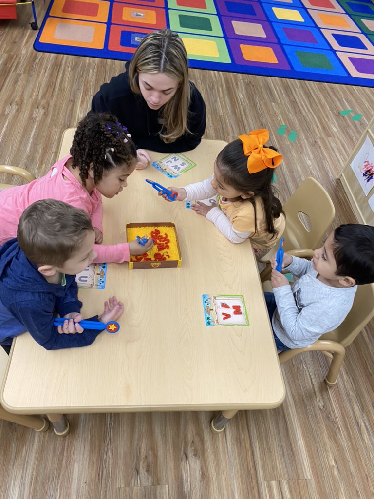 Ms_SandraCA's tweet photo. During a small group time, students went on a letter hunt using tweezers to strengthen their fine motor skills and work on letter recognition. #smallgrouptime @TheHECC_BPS @BPS_Beginners https://t.co/2dQIrcF4JE