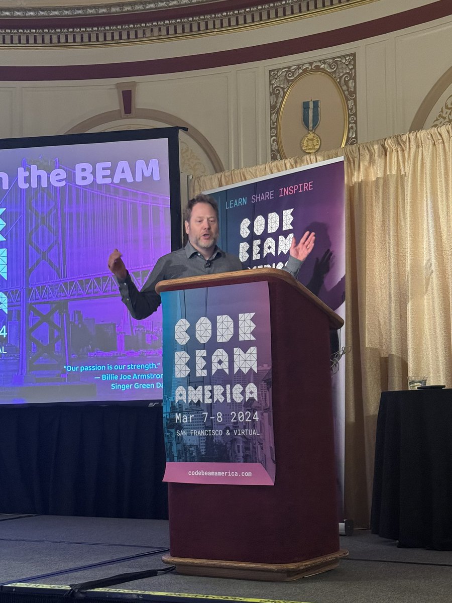 Erlangers, friends, BEAMers, lend me your ears! @erik_stenman starts his keynote on the BEAM. #codebeam SF #erlang #elixirlang