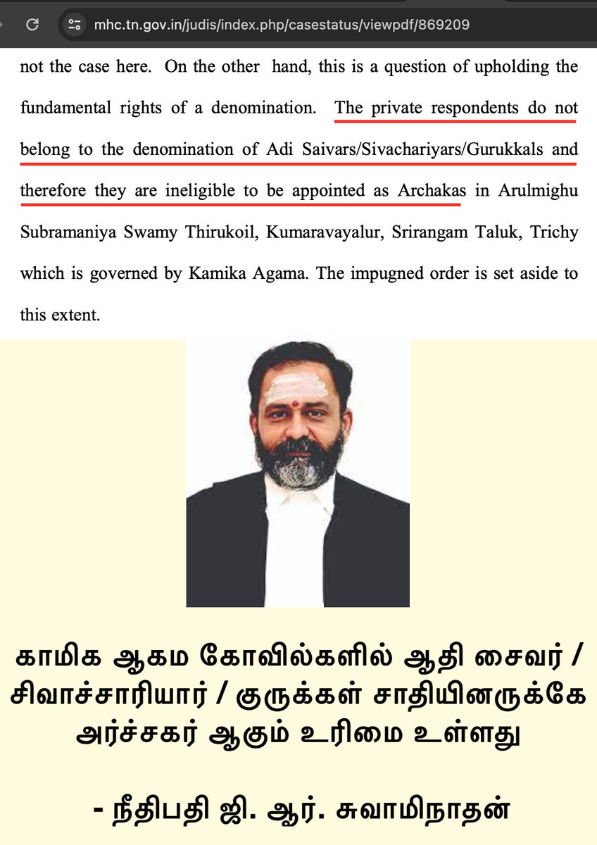 angry_birdu's tweet photo. "காமிக ஆகம கோவில்களில் ஆதி சைவர் / சிவாச்சாரியார் / குருக்கள் சாதியினருக்கே அர்ச்சகர் ஆகும் உரிமை உள்ளது"

 - நீதிபதி ஜி. ஆர். சுவாமிநாதன்

"சாதி அடிப்படையில் சலுகைகள் வழங்குவதே மக்களிடையே சாதி வெறி நிலைத்திருக்க காரணம்"

- நீதிபதி அனிதா சுமந்த் https://t.co/ifUOp7R6QT