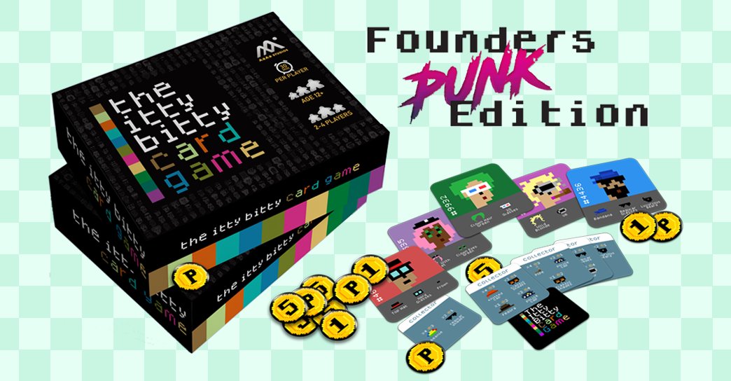 The itty bitty card game - Founder's Punk Edition - featuring @ittybits_eth is live for pre-orders! Limited to only 100 copies for the first run! With your preorder of the game: - be a part of the development of the final version of the game - your ittybit featured in the game