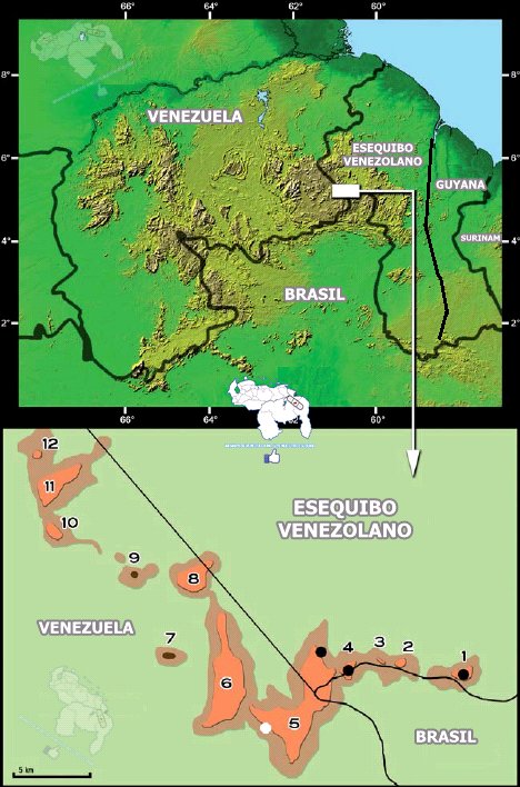 Conozcamos los Tepuyes en nuestro Esequibo #7Mar Mapa de la región de Pantepui (rectángulo blanco): Maringma-tepui, Ve en el Esequibo Yakontipu-tepui, Ve en el Esequibo Appokailang-tepui, Ve en el Esequibo Wei-Assipu-tepui (Brasil - Ve en el Esequibo #MiMapa