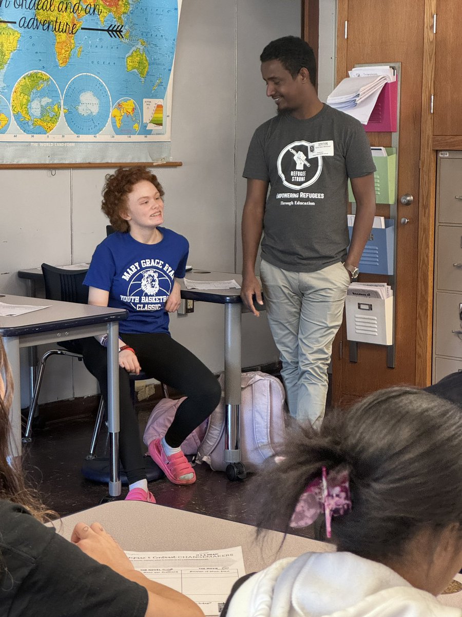 Lisa_Dorofy's tweet photo. @refugee_strong Thank you for bringing your positive messages and life story to our 6th graders! https://t.co/fyj414xzl6