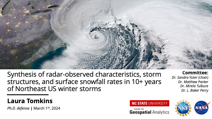 Congratulations to <a href="/lauratomkinsWX/">Laura Tomkins</a> on the successful defense of her @ncsugeospatial Ph.D. dissertation last week! I learned a lot from serving on the committee. Check out the full recording of her defense: 
youtube.com/watch?v=UFjvtH…