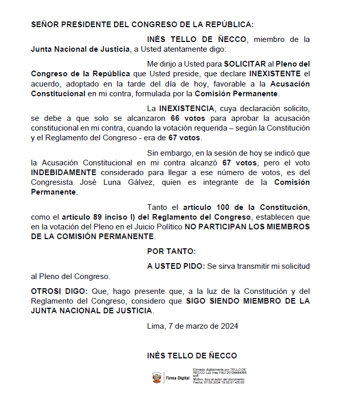 martinfiera's tweet photo. La valiente magistrada de la JNJ se declara en rebeldía al señalar que se violó sus derechos al inhabilitarla con el voto de Luna Gálvez, señala al presidente del congreso que a la luz de la constitución sigue siendo miembro de la JNJ.  Pechando q la mafia
#GolpeDeEstadoEnPeru https://t.co/zt1UUBftYO