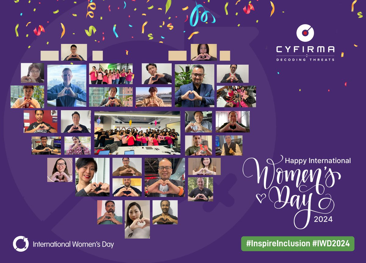 cyfirma's tweet photo. Happy International Women's Day from CYFIRMA! 💜

Today, we celebrate the incredible achievements, strength, and resilience of women around the world. 
#InternationalWomensDay #Cyfirma #InspireInclusion #IWD2024 #EmpowerWomen #Equality #Inclusivity 🌍 https://t.co/FPyBja3MLQ