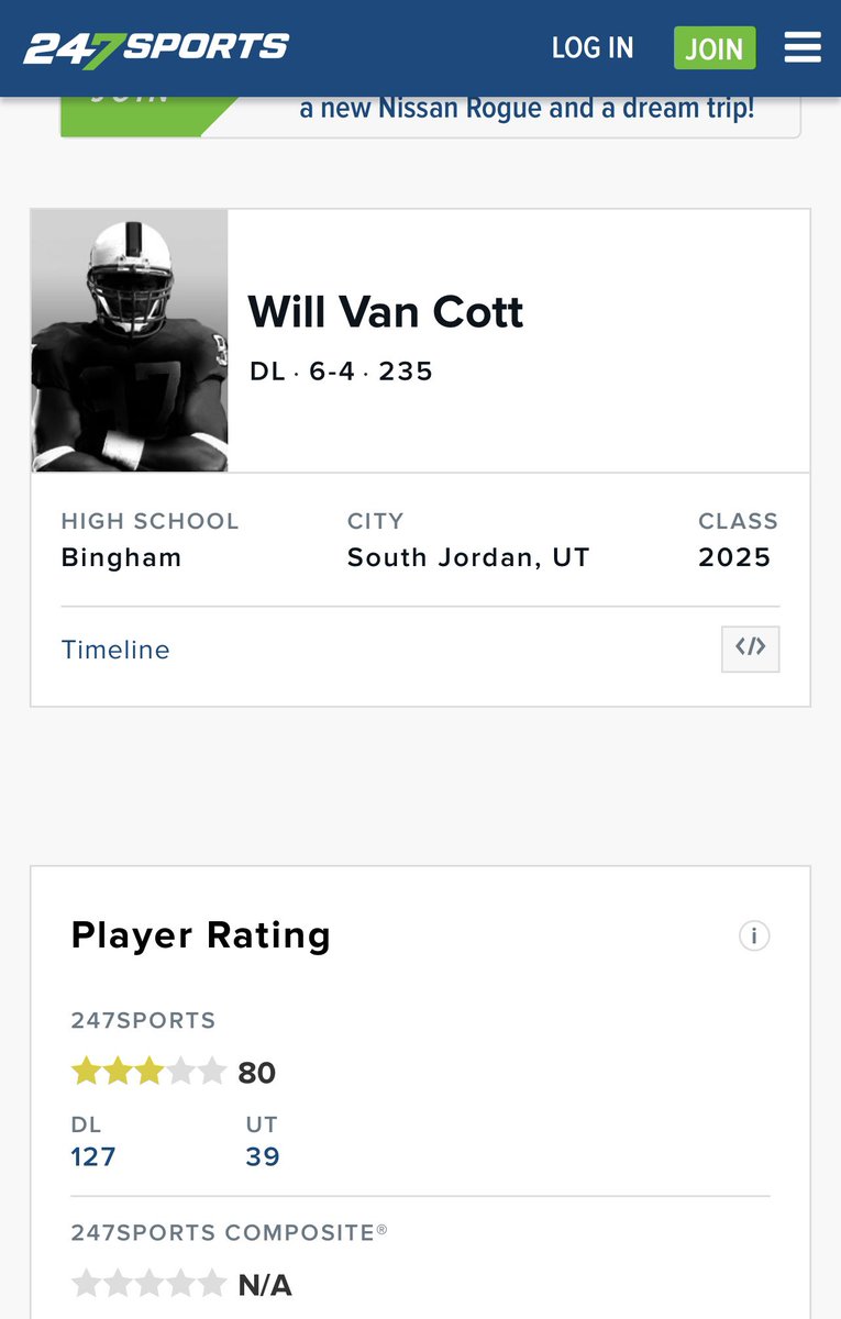 Extremely grateful to be ranked a 3⭐️ with @247Sports! Thank you @BlairAngulo @801shark @Bluederivatives @RT9DuCe @justinlhansen @PTrenches @BinghamMinersFB @CoachJanecek @Coach_Popp @CoachLogo @conner14hayes @David_Josephson
