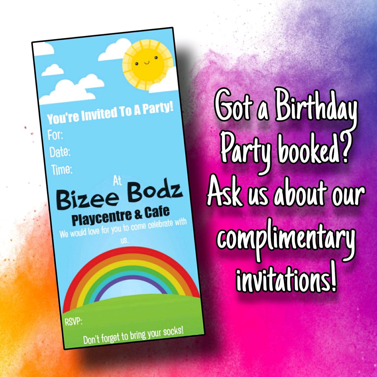 🎉 Need invitations for your party? 💌 We've got you covered! Grab your complimentary invitations today by stopping by between 9.30am-2.30pm. Let's make your event extra special! 🎈 #PartyInvitations #SpecialEvent #partycentral #Bizeebodz