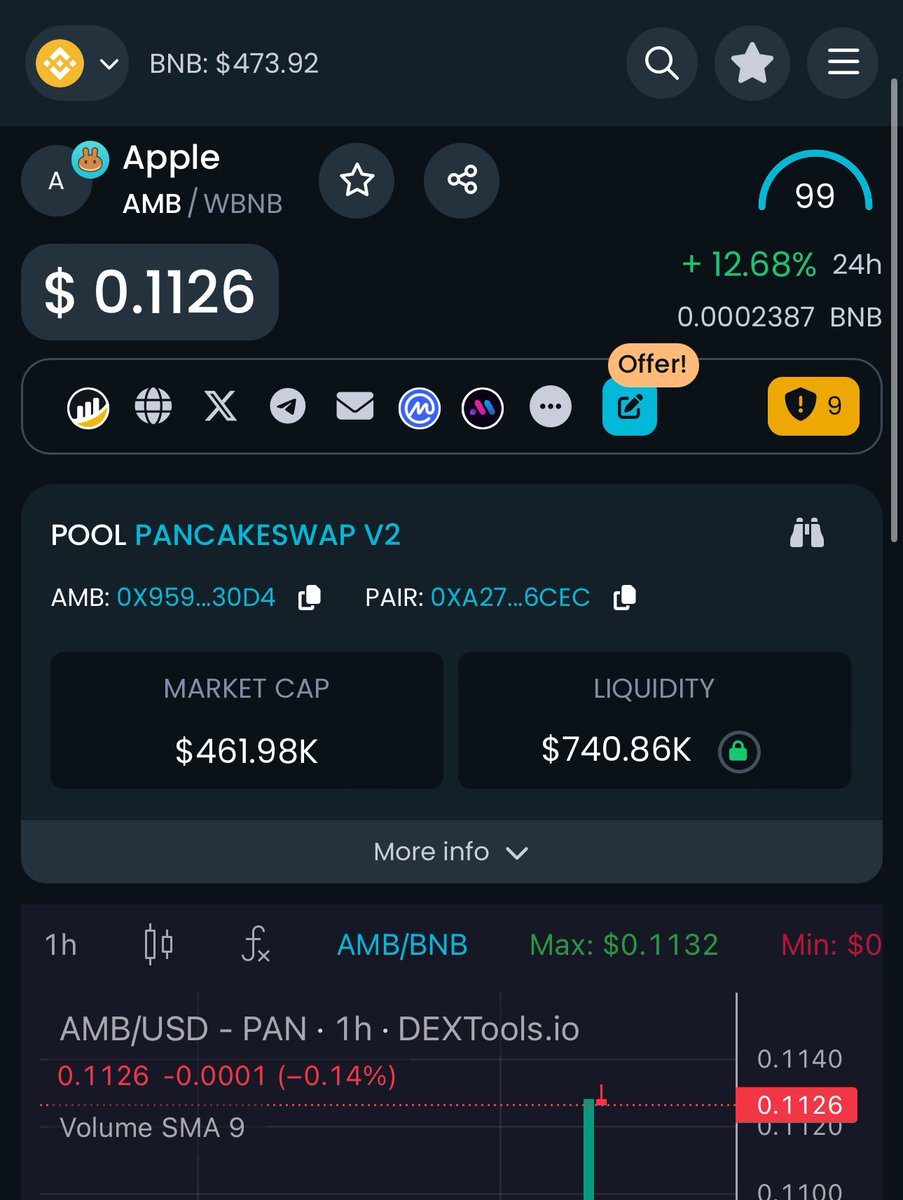 #BNB 473$ 
#Apple 0.1126 

This time, you can see a giga pump of BNB and the massive wave of money flow into its ecosystem, including $Apple