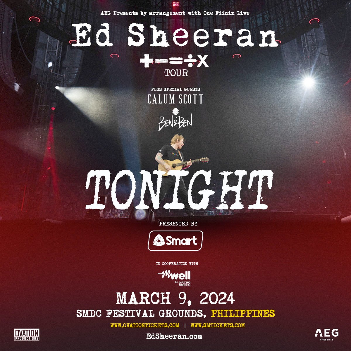 ovationprod's tweet photo. The wait is over!

Witness Ed Sheeran take the Manila stage for the + – = ÷ x Tour!

#EdSheeran #MathematicsTour

Photo Credits: Mark Surridge https://t.co/5AYEsWq5se