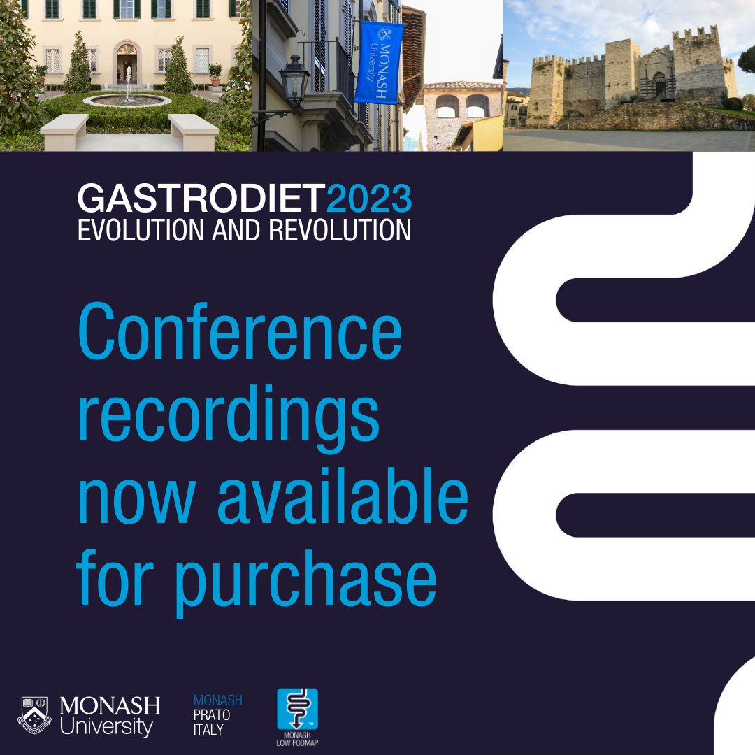 Couldn’t make it to Gastrodiet2023 in Prato, Italy last year? You can now purchase the recordings to watch! 🎥 Registration includes 11 hours of videos, the presentation slides & learning activities. Head to our website to learn more and gain access: monashfodmap.com/online-trainin…