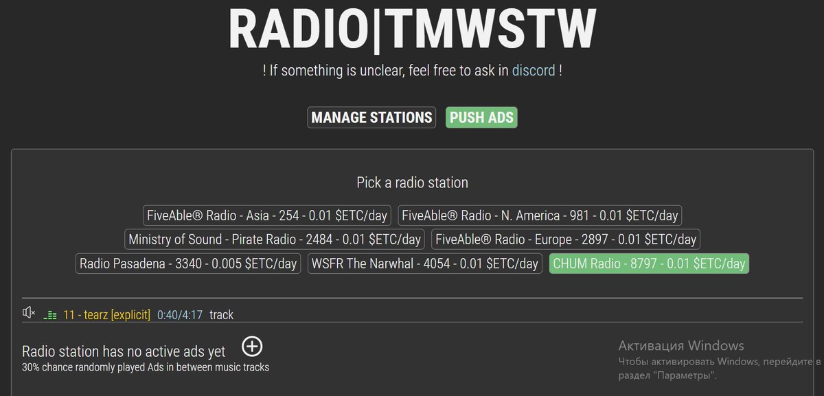 at radio.tmwstw.io , u can push ads to radiostations in world