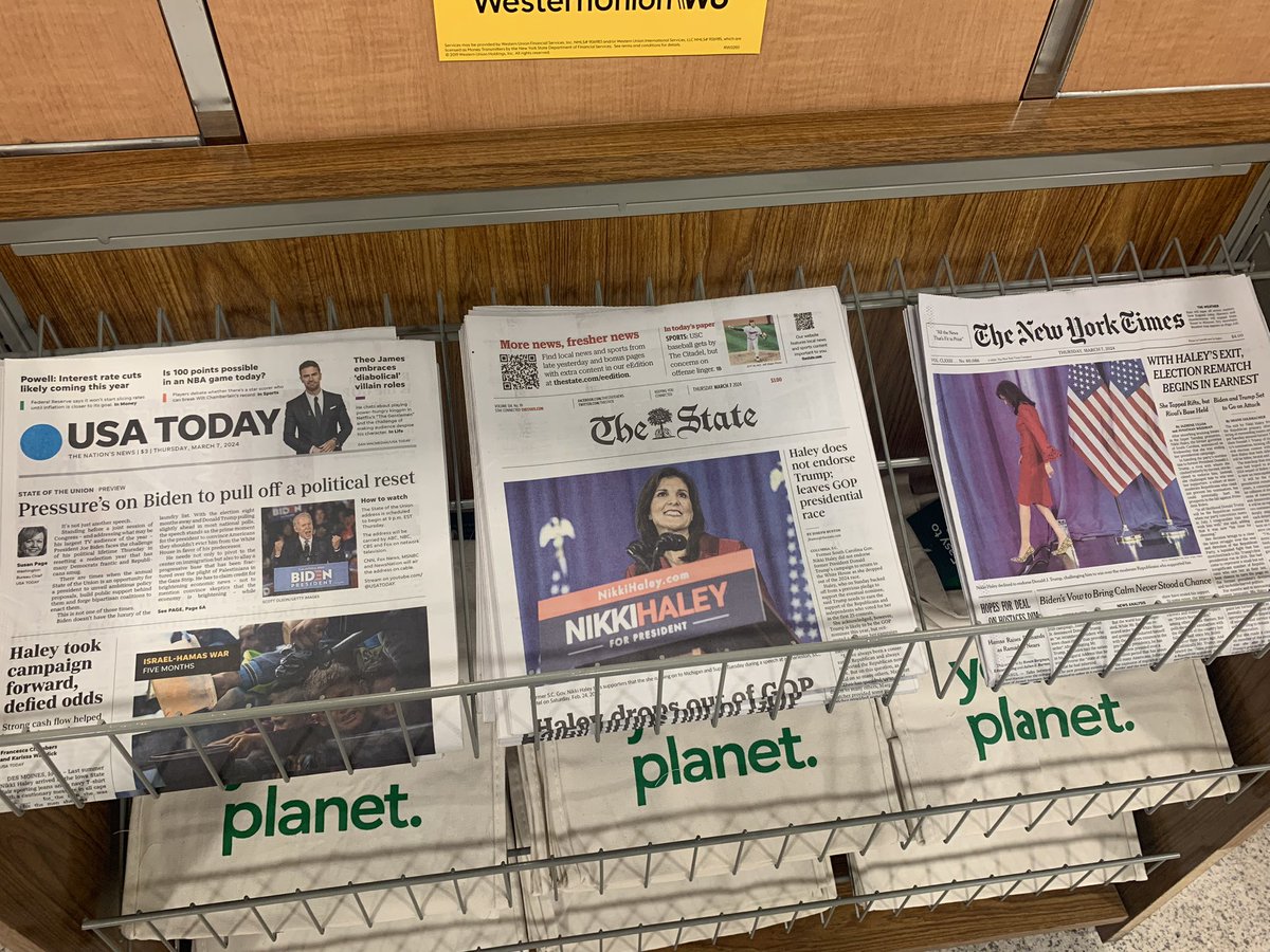 Just stopped by @Publix. It’s cool to have bylines alongside some folks I met on the South Carolina campaign trail last month while on the Nikki Haley beat, @fran_chambers and @jazmineulloa