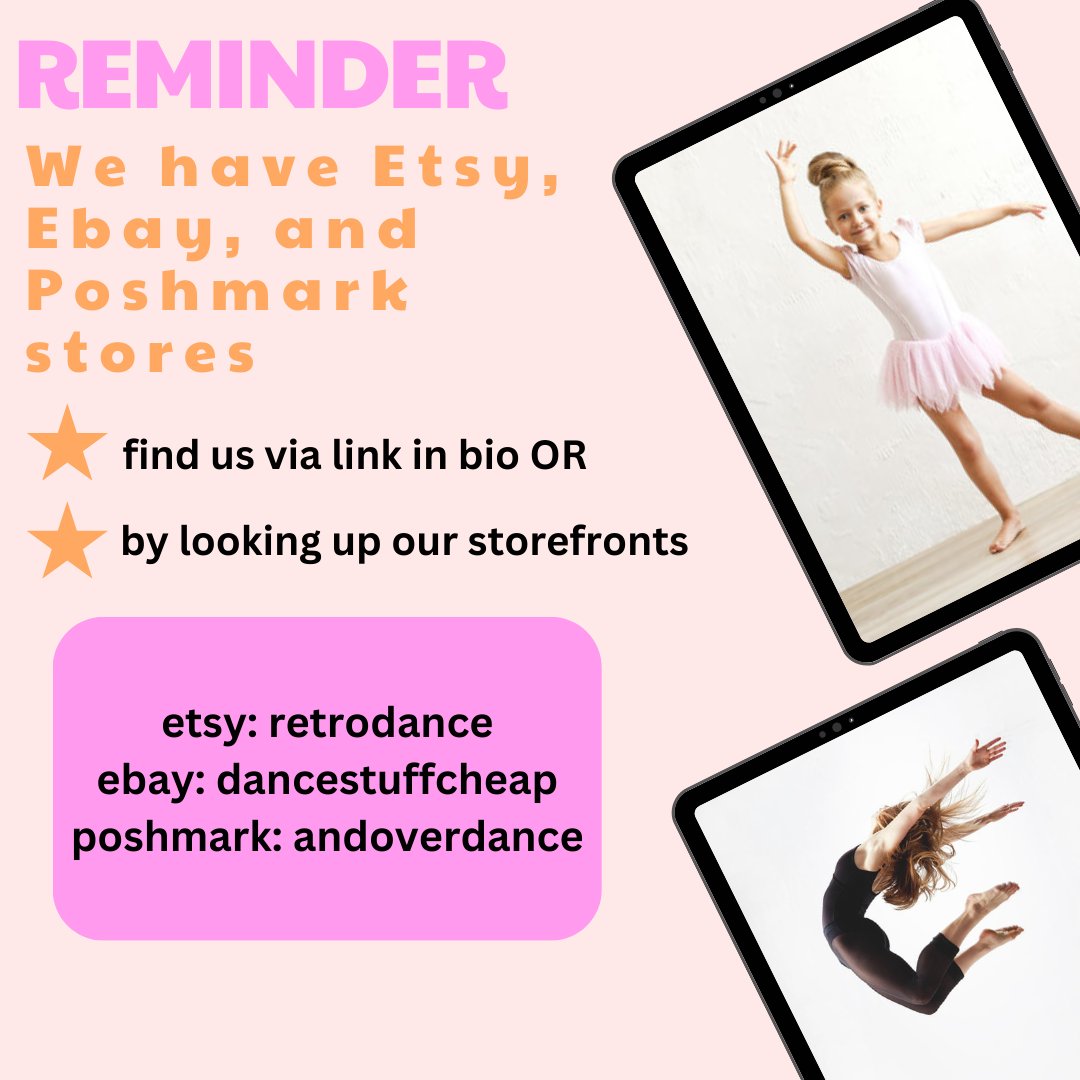 AndoverDance's tweet image. Reminder that you can buy all of our products online on Etsy, Ebay, or Poshmark! #onlinestore #onlinedancestore #dancestore #dancestores #danceworld #dancerworld #etsystore #ebaystore #poshmarkstore #andoverdance #andoverdiscountdance #dancelife #danceneeds #fastshipping