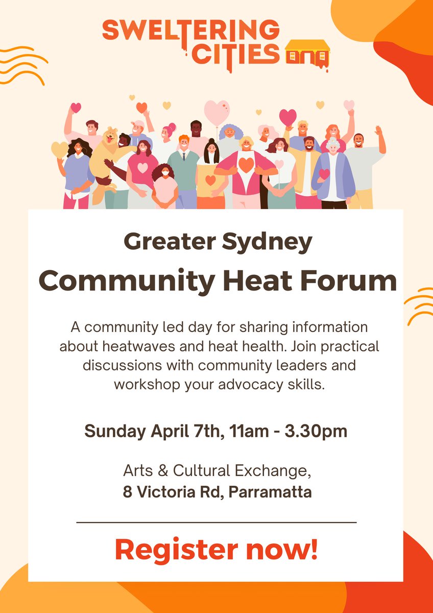 We're so excited to be hosting the first Greater Sydney Community Heat Forum. Register today for a day of conversations with experts, setting priorities for a heat safe city, and building new skills. 👉👉actionnetwork.org/events/greater…
