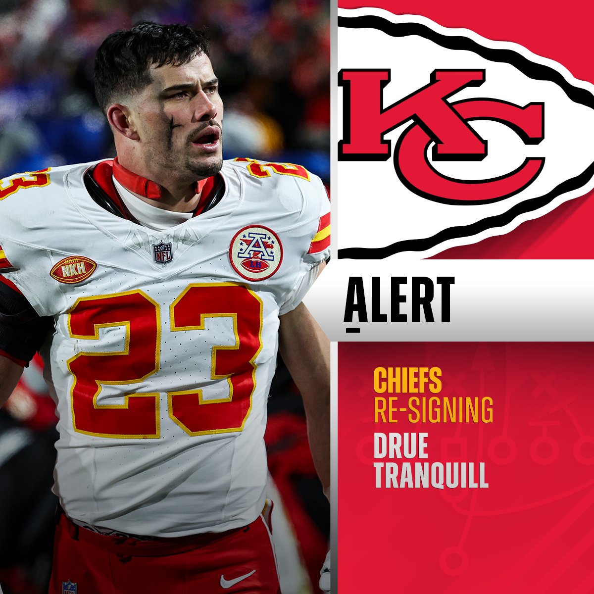 Chiefs re-signing LB Drue Tranquill to 3-year, $19M deal with $13M guaranteed. (via @RapSheet)