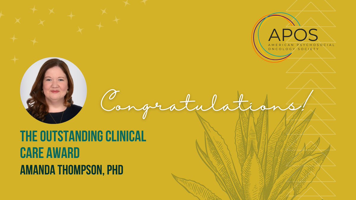 APOSHQ's tweet image. Another BIG CONGRATULATIONS to @DrAmandaT
for this much deserved award, The Outstanding Clinical Care Award received at #APOS2024 #APOSinABQ #psychosocialoncology #cancer @InovaHealth