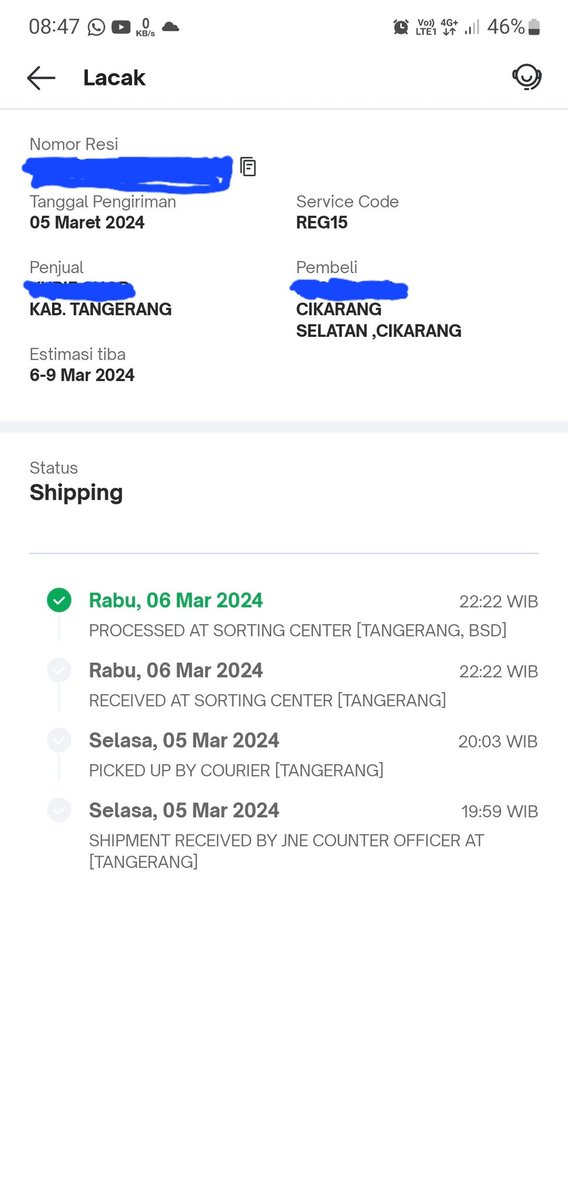 bimagoklas's tweet photo. Dear @JNECare @JNE_ID LAMBAT SEKALI pengiriman tangerang-bekasi dari SELASA masih di BSD sampai SEKARANG. Pelayanan makin kesini makin payah. https://t.co/LIX0nGYzVG