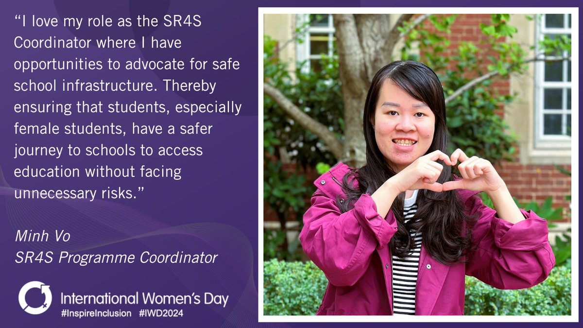 Today on #IWD2024 we celebrate our wonderful @iRAPSavingLives #SR4S Coordinator, Minh Vo. We recently asked Minh for her insights into her experience and some advice for the future generations…. starratingforschools.org/2024/03/paving… #InspireInclusion #CountHerIn #ClaimingHerCity