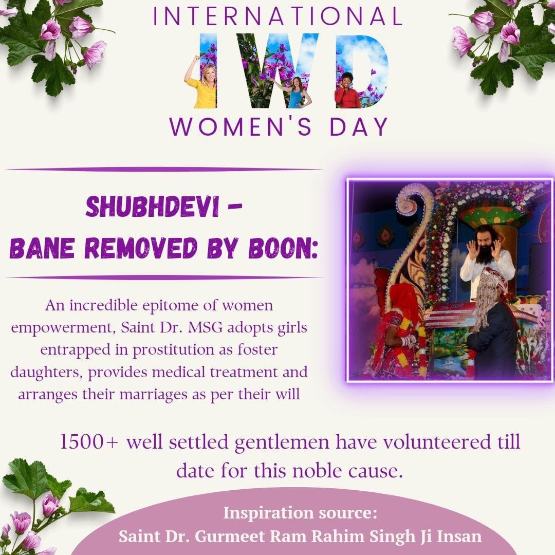 Ravindrjun1977's tweet photo. #IWD2024
#InternationalWomensDay
महिला सशक्तिकरण का इससे बड़ा उदाहरण कहीं नहीं मिल सकता जहा पर वेश्यावृत्ति में फंसी हुई ल़डकियों को भी अपनी बेटी बनाकर,उनकी शादी कराकर समाज की मुख्य धारा में जोड़ा जा रहा है. #ShubhDevi
Saint MSG Insan https://t.co/Bx1QfPshpX