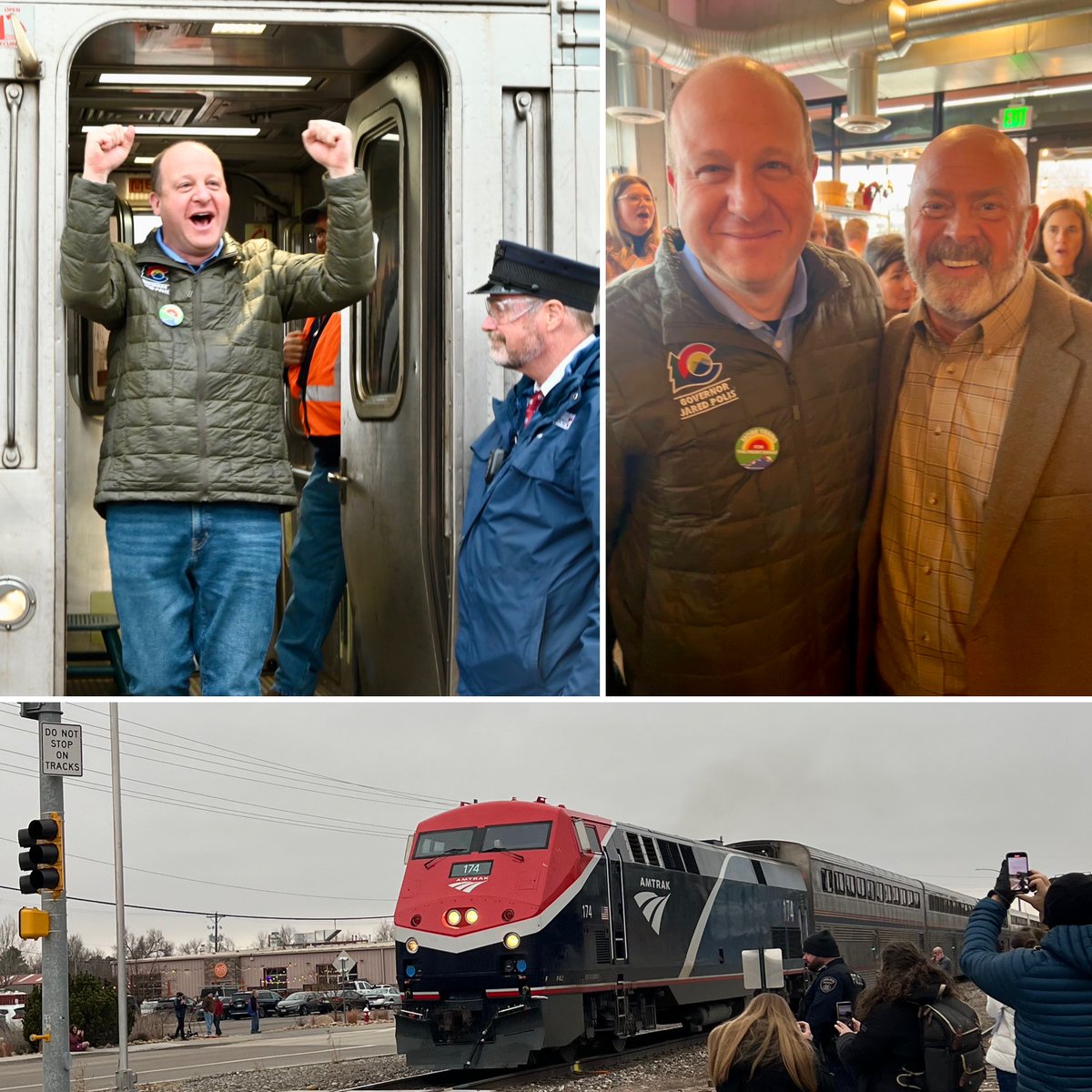 pbabramson's tweet image. Passenger rail on CO’s Front Range? If @Govofco has his way, yes. Today, a train full of passengers left Denver &amp;amp; arrived in Longmont. 1st time passenger train arrived there since Roosevelt visited.
#TransitOrientedDevelopment