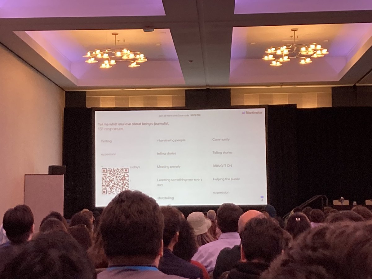 .@AshantiBlaize asks the audience at #acp24 what they love about being a journalist. Here’s what they said.