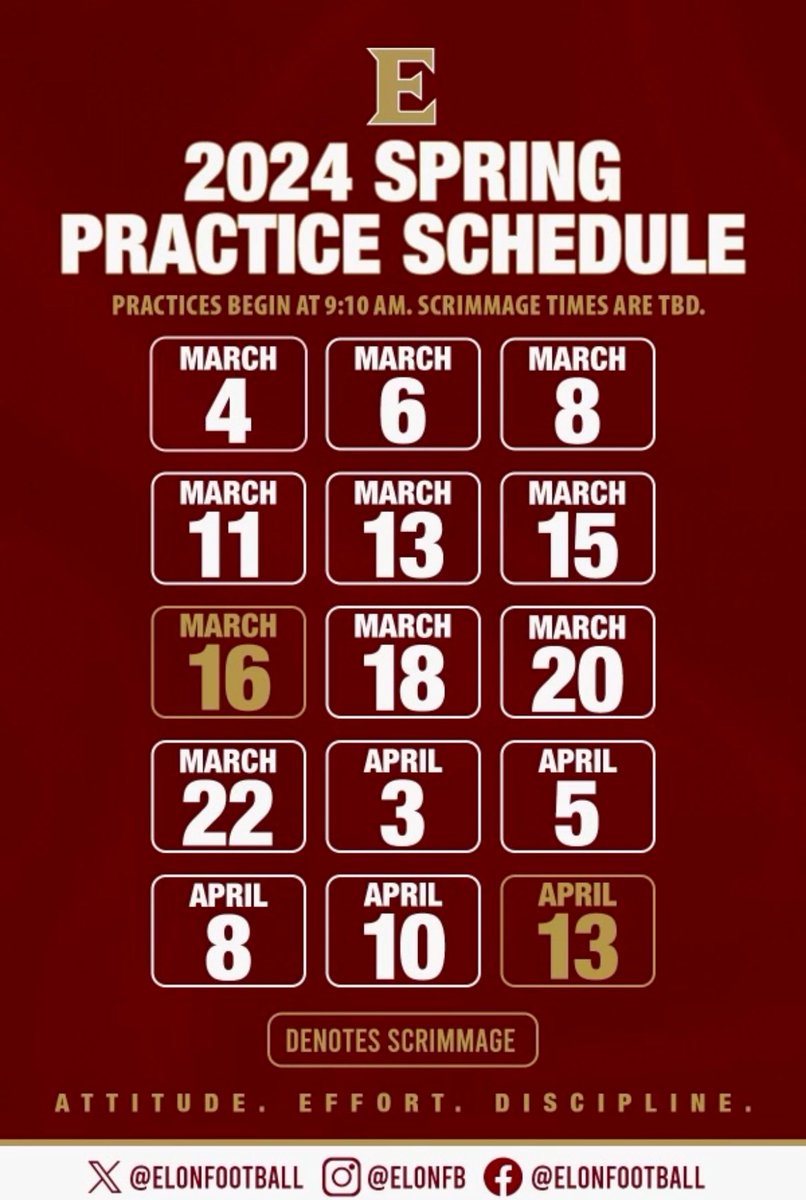Will be attending <a href="/ElonFootball/">Elon Football</a> spring practice tomorrow! Can’t wait to get out there! <a href="/Coach___E/">Dovonte Edwards</a> <a href="/Coachward1/">Weslee Ward</a> <a href="/CoachAdrian_/">Coach A 🏈</a> <a href="/CoachOsbey/">Perry Osbey (Coach P)</a> @Coach_Giddings