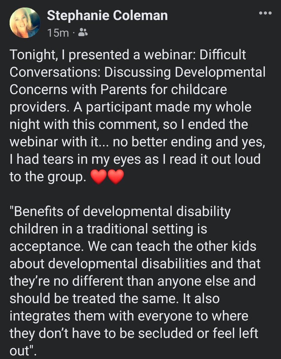 stephanicoleman's tweet image. This will probably get lost in the feed tonight, BUT this comment from a participant is my whole &quot;why&quot; in life!! ❤️
#AutismAcceptance
#DevelopmentalDisabilities