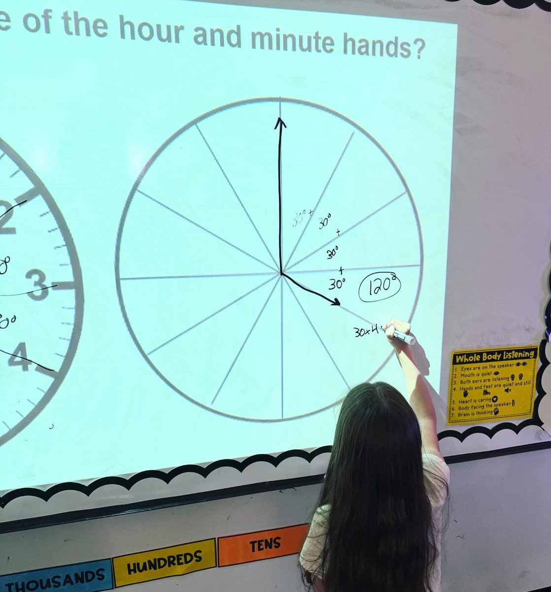 PowellinPrimary's tweet image. Clock ⏰ Angles in 4th! #elemmathchat #anglemeasurement #sbcebobcats