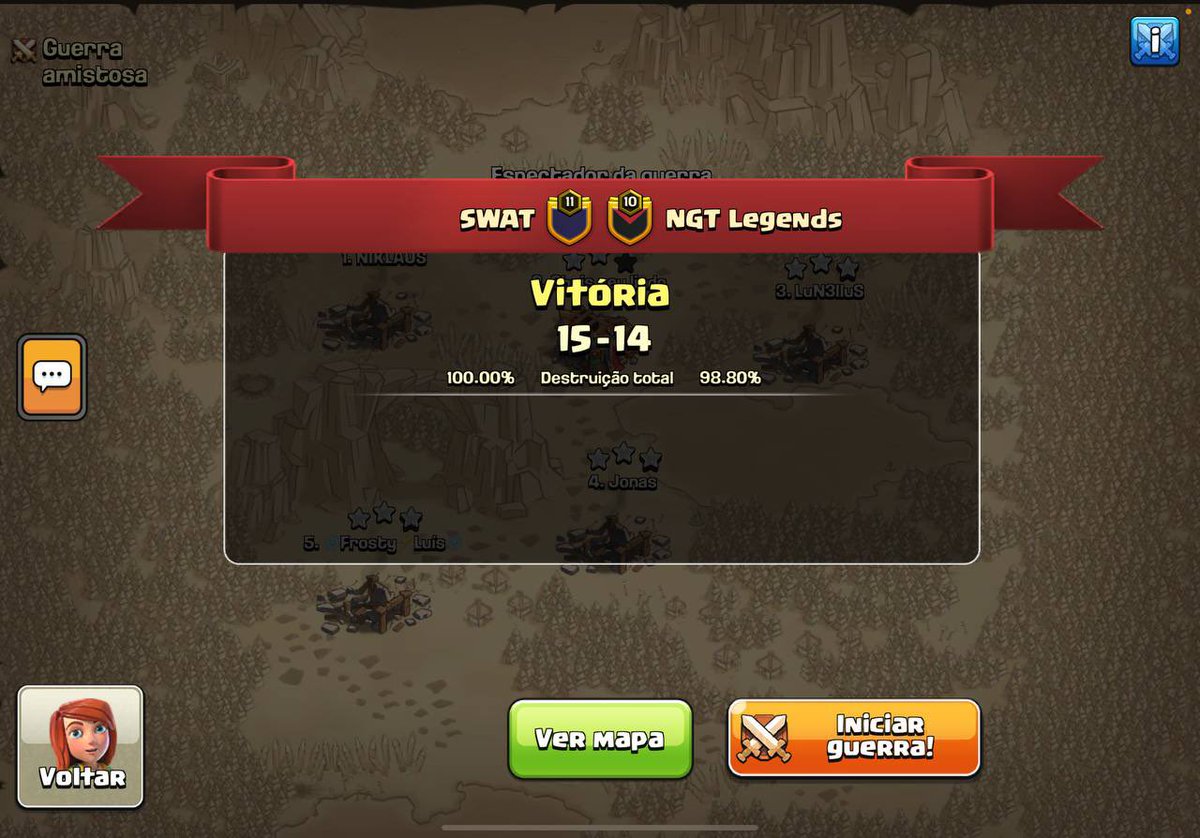 Round 16, America✅, #GoldenHeart by @EsportsCarrie ! GG @NgtLegends , great war🤝🏾. Vamos por mais!🦅 Match players: ⭐️⭐️⭐️ @ChrisLindoCOC ⭐️⭐️⭐️ @LuisLourenco204 ⭐️⭐️⭐️ @JonasCorra14 ⭐️⭐️⭐️ @LuN3lluS ⭐️⭐️⭐️ @NIKLAUS_COC #GOSWAT🚀🇧🇷