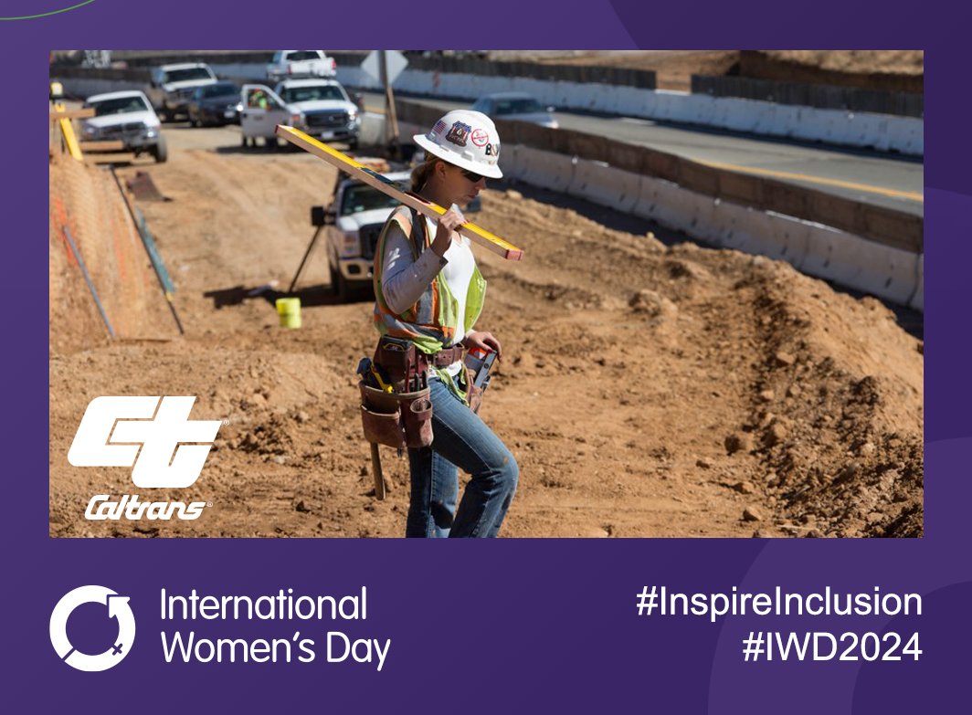 Today is #InternationalWomensDay! 💜 We celebrate the remarkable contributions of women at Caltrans. Their hard work paves the way for a brighter, more connected future for our state. ⭐️ #InspireInclusion #IWD2024 #WomensHistoryMonth @CA_Trans_Agency