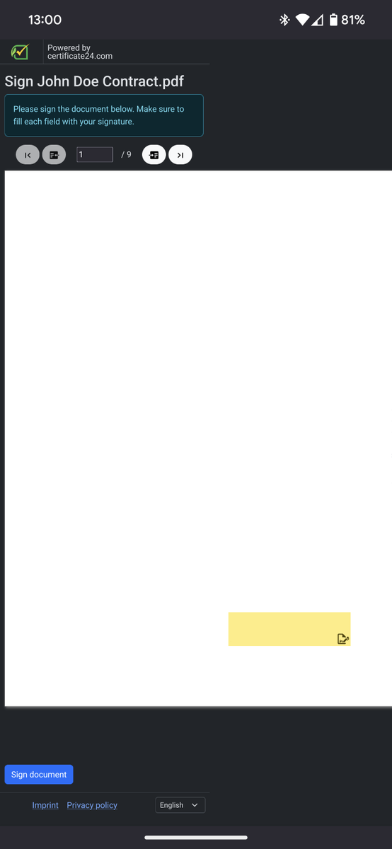 brocococonut's tweet photo. @NextcloudSign The signing process on mobile needs to be fixed I think... The pdf (A4 sized in this case) forces the page to be too big. The other UI elements don't adjust correctly
Simplest fix would be setting a max-width of the PDF previewer. (affected: firefox, chrome) https://t.co/bDQ7tHxDdj