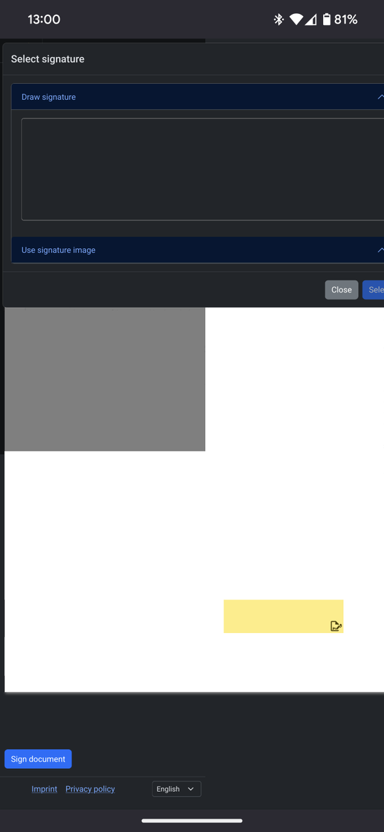 brocococonut's tweet photo. @NextcloudSign The signing process on mobile needs to be fixed I think... The pdf (A4 sized in this case) forces the page to be too big. The other UI elements don't adjust correctly
Simplest fix would be setting a max-width of the PDF previewer. (affected: firefox, chrome) https://t.co/bDQ7tHxDdj