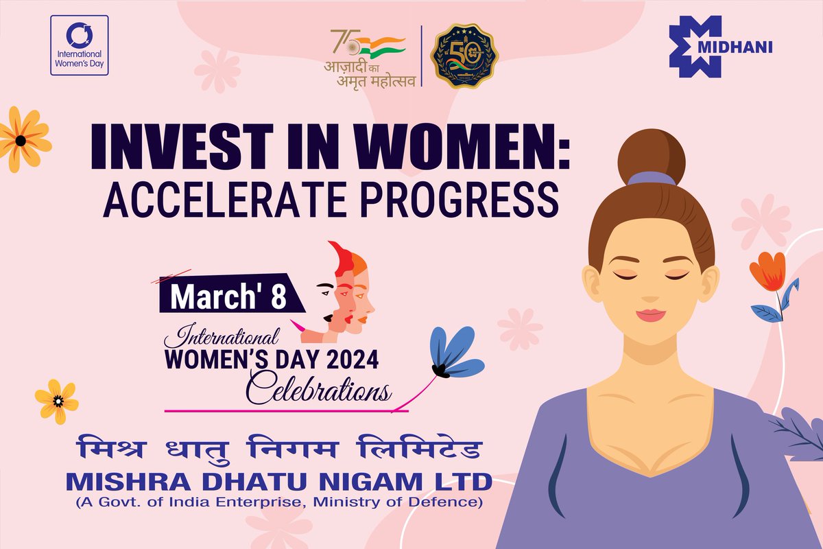 #NariShakti #MIDHANI #HappyWomensDay! By involving in #Women's #Empowerment, we can make a more equitable and inclusive world for the generations to come. We should stand in solidarity with women globally to amplify their voices, and advocate for meaningful #change for them.