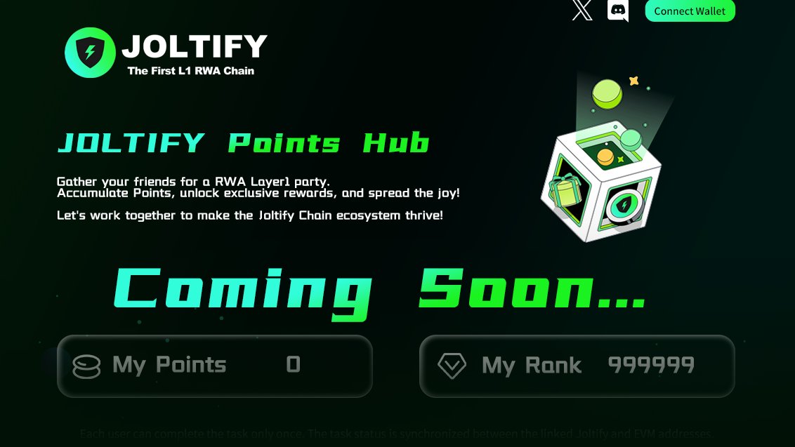 Huge news for #Joltify!

🚀 We're pivoting into a Layer 1 public blockchain 
 <a href="/cosmos/">Cosmos - The Interchain ⚛️</a>  with RWA features <a href="/RWAwatchlist_/">Real World Asset Watchlist</a>  . To ensure a fair and robust system, we're developing a comprehensive points system for airdrops rewarding testnet users, mainnet users bringing TVL,