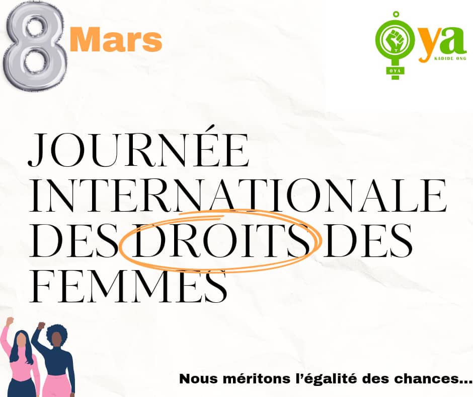 OYAKADIDE's tweet photo. Profitons de cette journée pour entamer un processus de déconstruction des préjugés à l'égard des femmes et des stéréotypes du genre.
La mobilisation pour les droits des femmes et  la #justice sociale ,c'est toute l'année.
#JourneeDesDroitsDesFemmes
#8mars 
#InvestirDanslesFemmes https://t.co/3XBk6ek34l