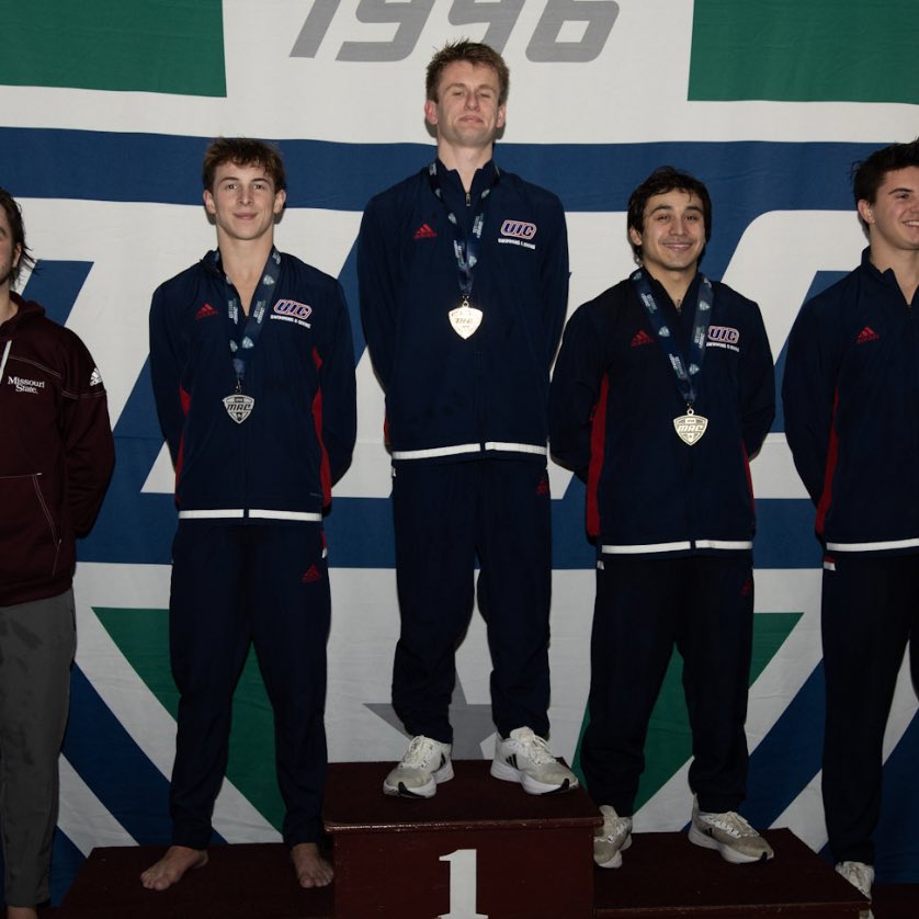 MACSports's tweet photo. 🥇🥇🥇

UIC’s Harrison Nolan is your 2024 MAC one-meter diving champion with a total score of 379.75! 

@UIC_SwimDive | #MACtion https://t.co/4eDSUQ1FoI