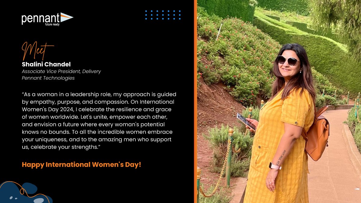 pennanttech's tweet photo. Happy International Women’s Day! This #InternationalWomensDay let’s amplify the voices of women leaders &amp; role models. Join Shalini Chandel, our AVP - Delivery, as she shares her insights on Women's leadership. Share your empowering stories in the comments. #iwd #iwd2024 https://t.co/Q84leQzvbk