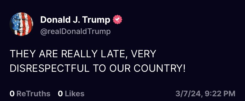 Defy_Norm's tweet photo. #ReallyLate #VeryDisrespectful #SOTU2024 https://t.co/e3j9PJUAfK