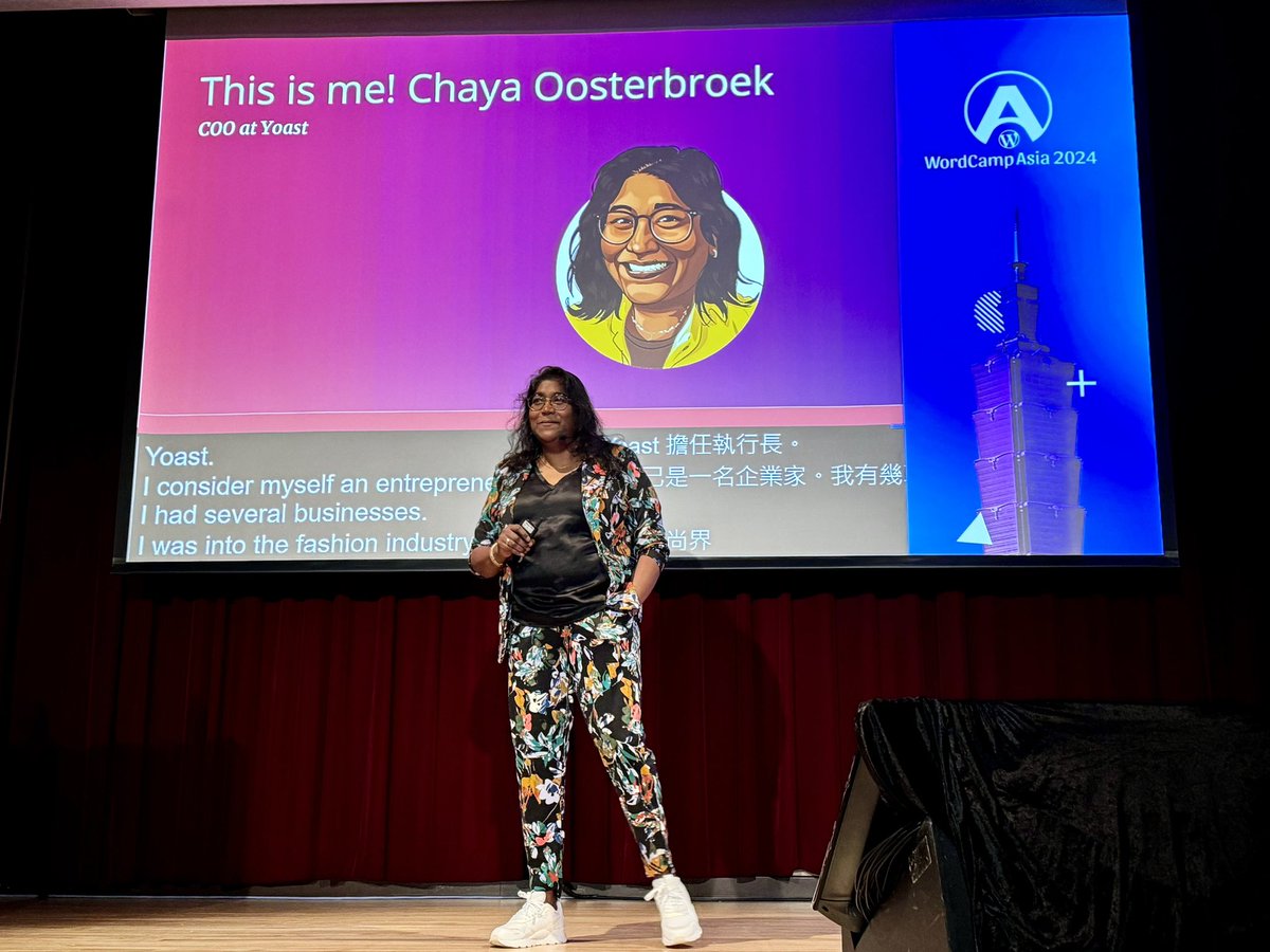 CaroleOlinger's tweet photo. The one and only @chayaoost is rocking the #WCAsia stage by sharing how she experienced the acquisition process at @yoast, being the โlast woman standingโ. ๐ช๐๐
#TeamYoast #YoastSEO #Yoast #InspiringWomen #IWD2024 https://t.co/xRlUqXVKng