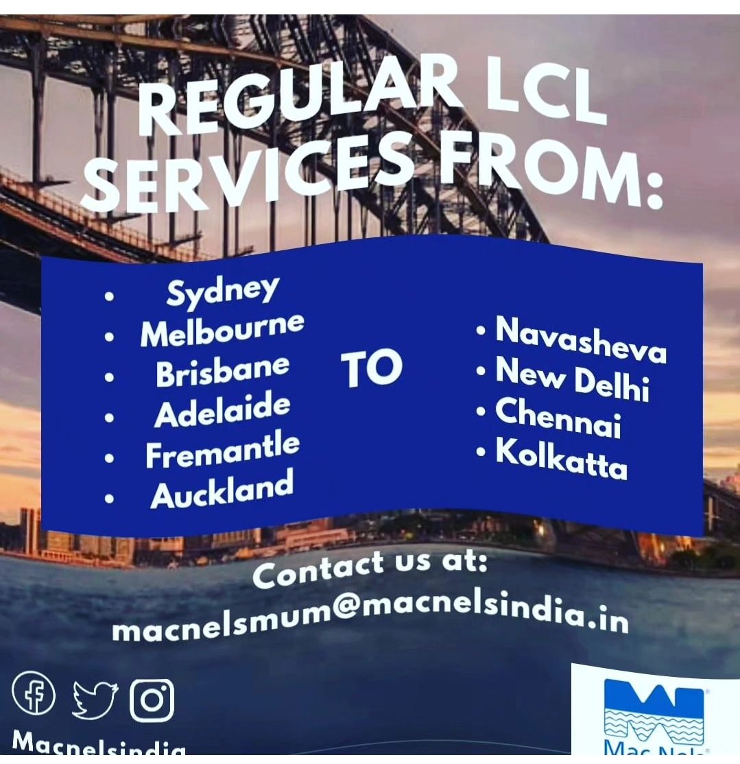 Regular LCL service from #australia to #india #shipping #logistics #supplychains #seafreight #cargoservice #freightforwarder #customsbroker #customsclearence #export #import #exporter #importer #exim #shippingnews #freight #australiaindia #indiaaustralia #nvocc