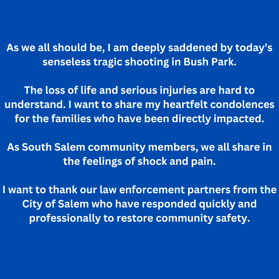 RepAndersen's tweet image. My statement on today's senseless tragic shooting in Bush Park.