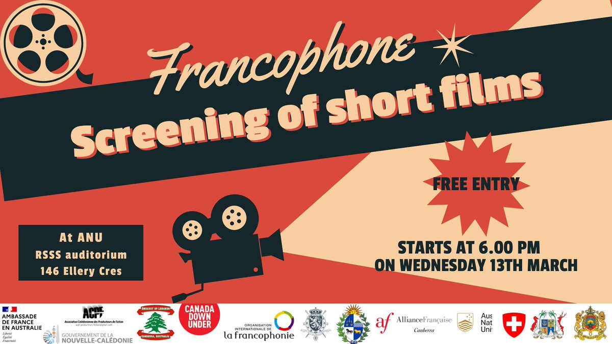 This year, to celebrate the richness of the Francophonie and the French language, The Swiss Embassy and various OIF member embassies invite you to an exceptional evening of screenings of French-language short films!
Find your ticket here👇
events.humanitix.com/francophone-sc…