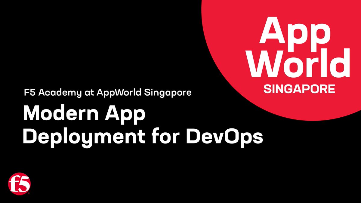 Where are all our DevOps at? Join us at F5 Academy at #AppWorld2024 Singapore and level up your knowledge, from learning on different multiple deployment and delivery models to simplifying workload secure connectivity with automation. Sign up now:  ms.spr.ly/6016cdOOM