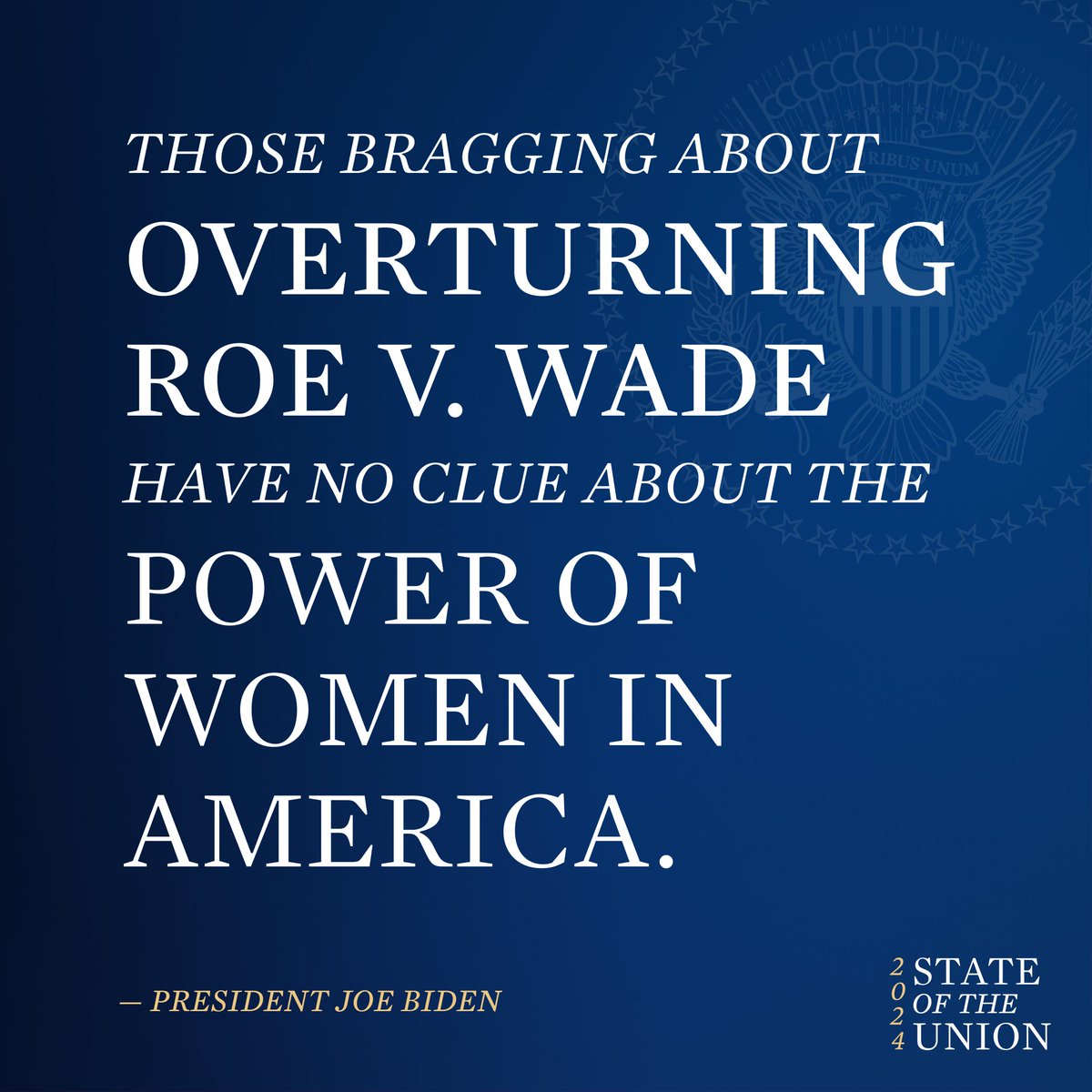 If Americans send me a Congress that supports the right to choose – I promise you I will restore the rights of Roe v. Wade as the law of the land.